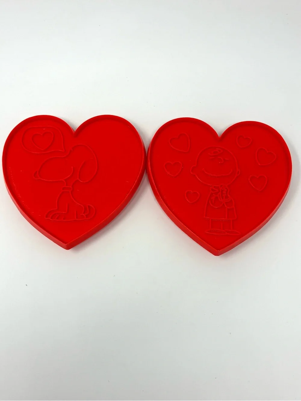 Vintage 70's Snoopy & Charlie Brown Red Heart Valentine Cookie Cutter 4.5”